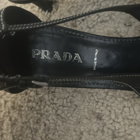Prada sling back heels in black with silver buckle in size 39 1/2 - Picture 2 of 6